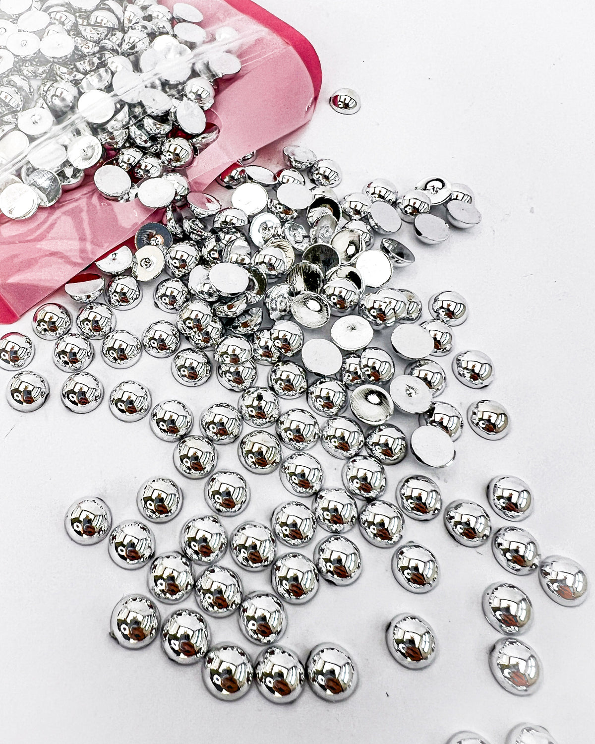 Silver Flatback Pearls
