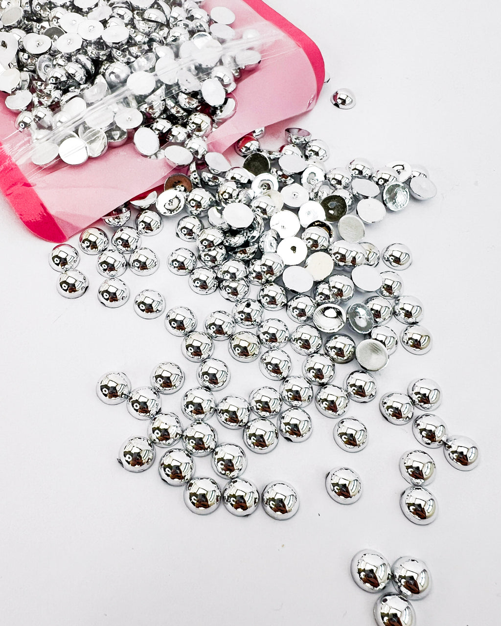 Silver Flatback Pearls