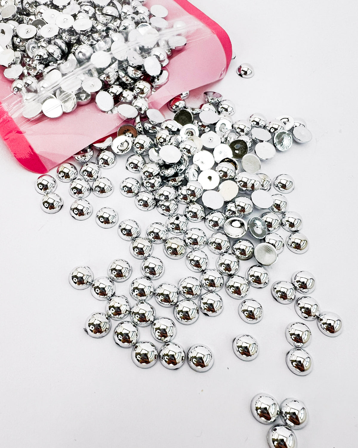 Silver Flatback Pearls