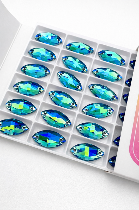 Aquamarine Flicker Crystal Navette