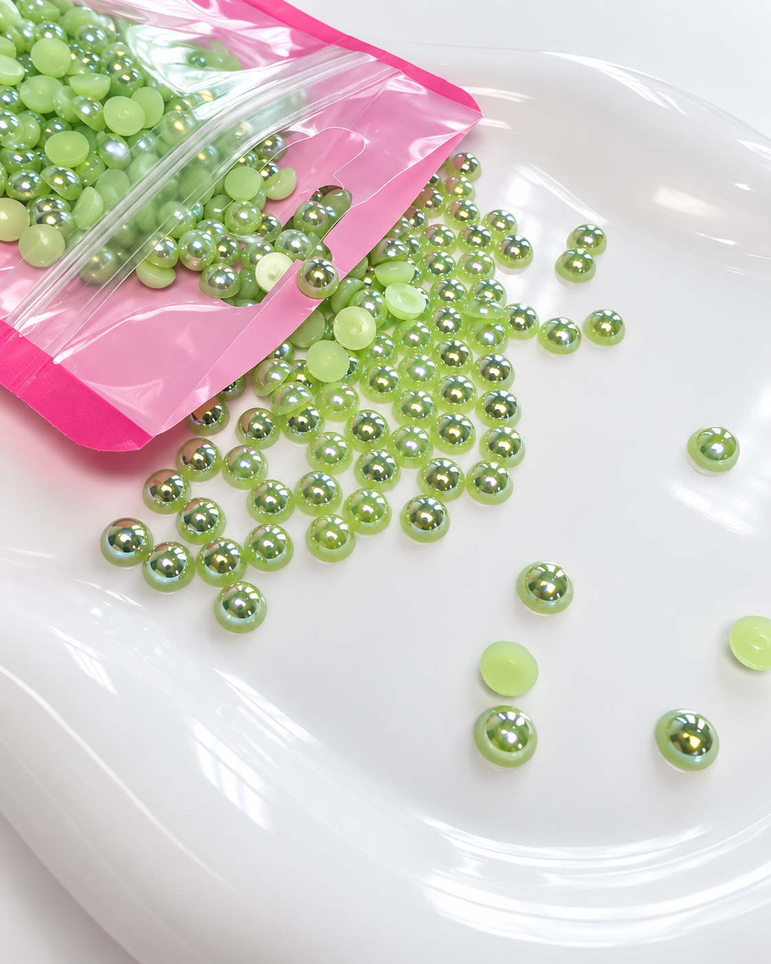 Green AB Flatback Pearls
